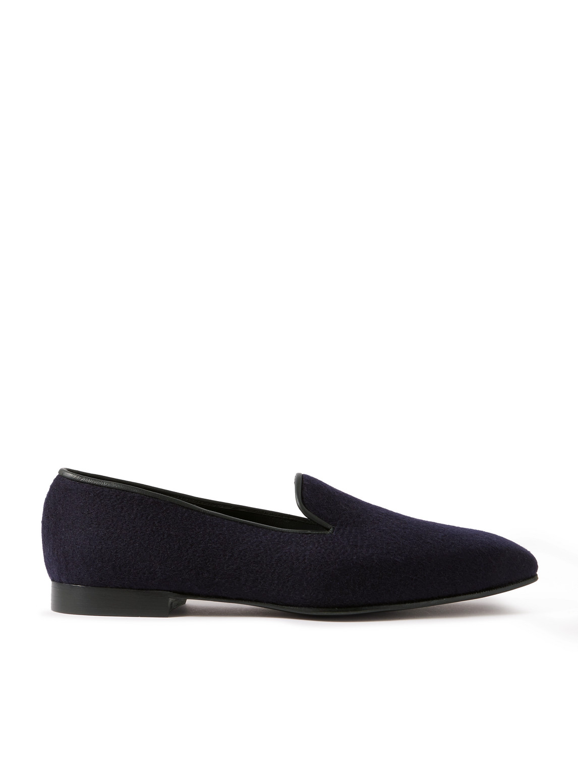 George Cleverley Windsor Leather-trimmed Cashmere Loafers In Blue