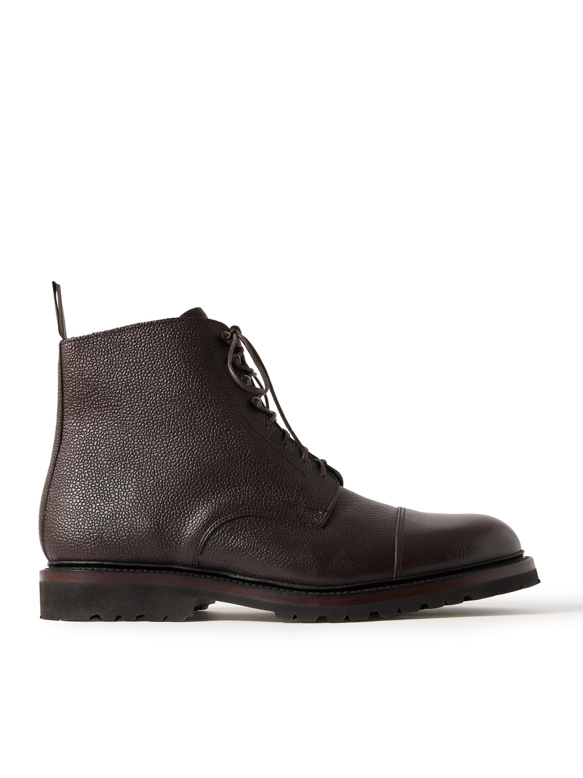 George Cleverley Taron Ii Pebble-grain Leather Derby Boots In Brown