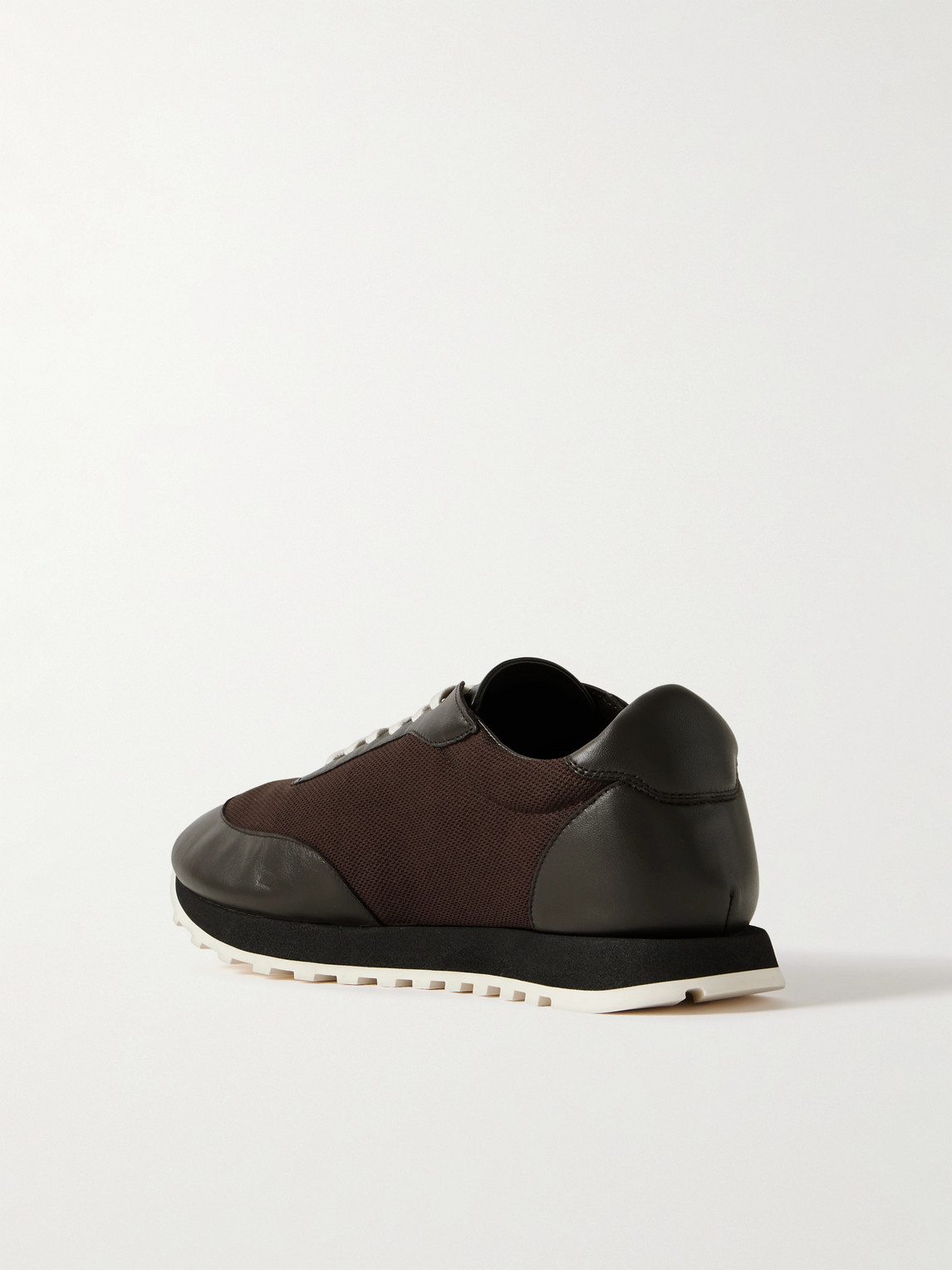 The Row Owen Runner Mesh And Leather Sneakers In Brown