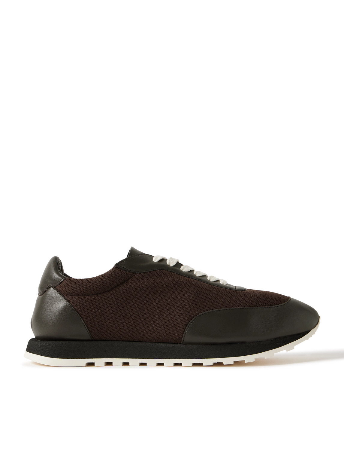 The Row Owen Runner Mesh And Leather Sneakers In Brown