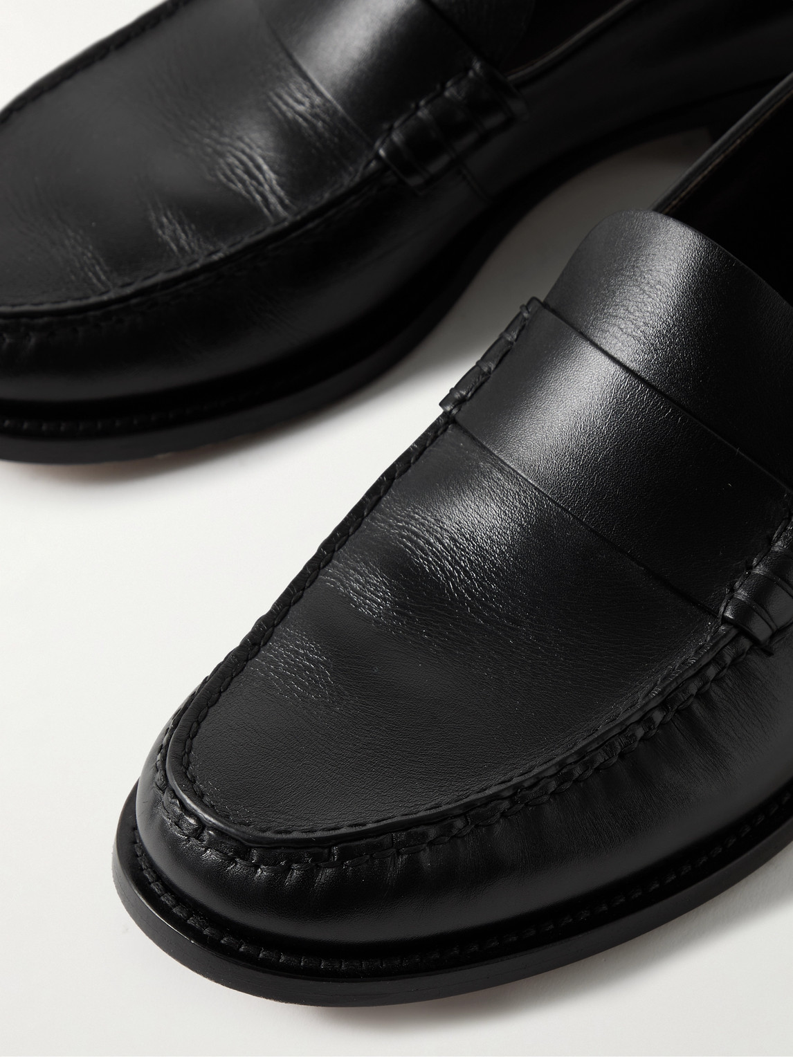 The Row Novus Leather Loafers In Black