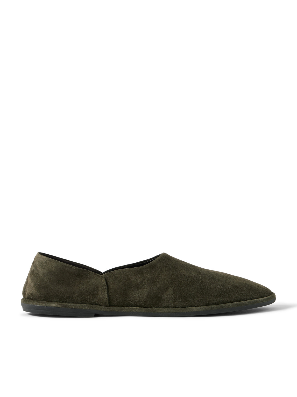 The Row Canal Suede Slippers In Brown