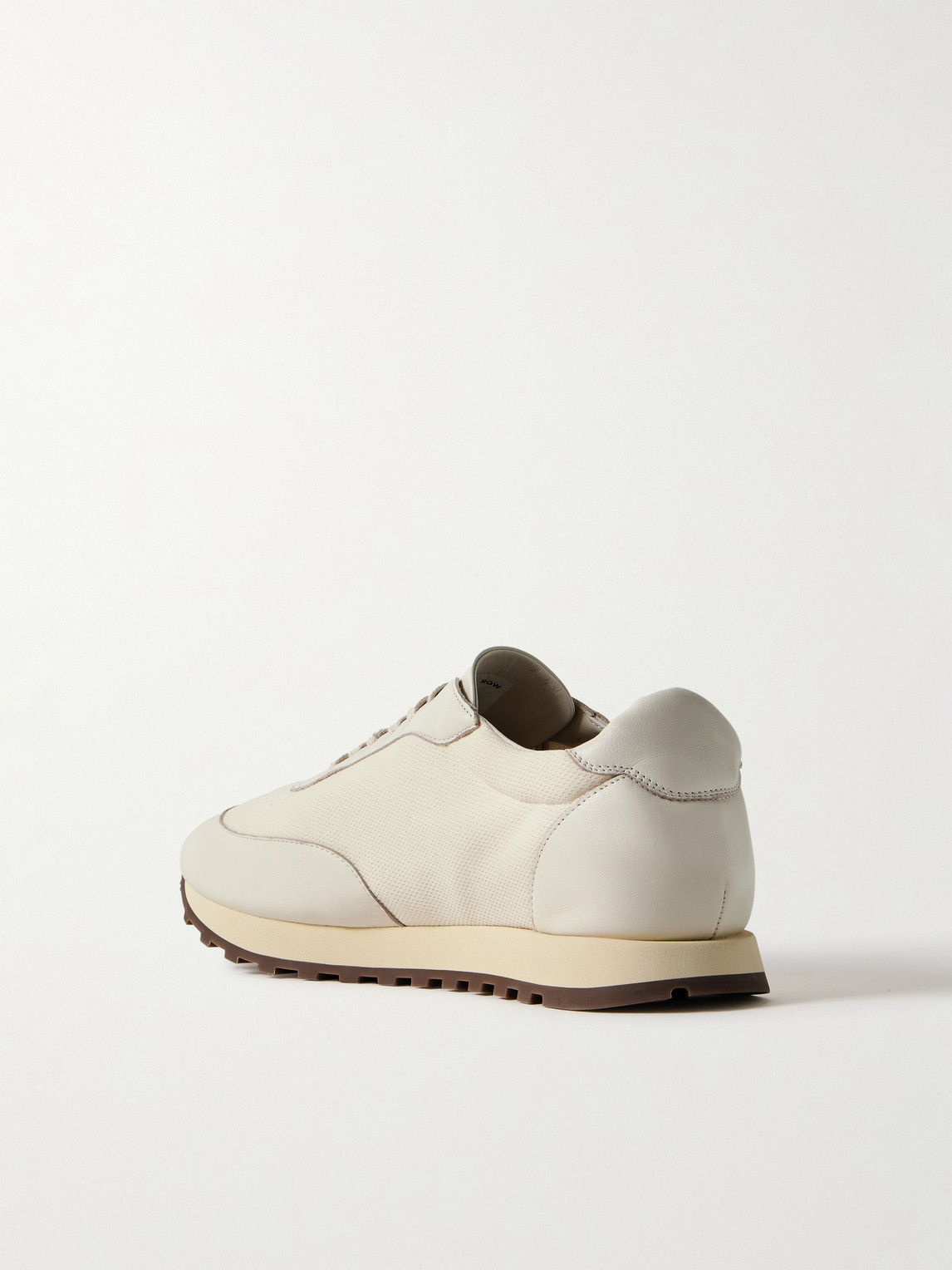 The Row Owen Leather-trimmed Mesh Sneakers In Neutrals