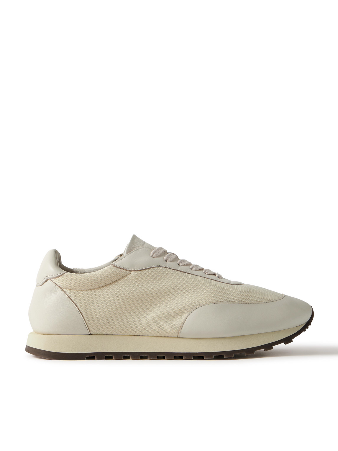 The Row Owen Leather-trimmed Mesh Sneakers In Neutrals
