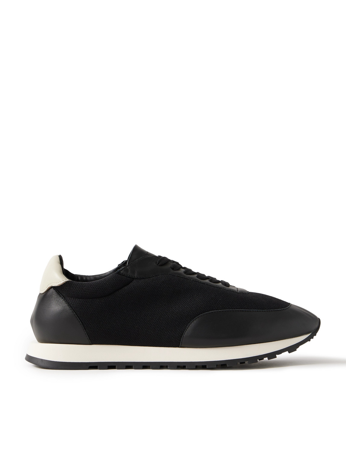 The Row Owen Leather-trimmed Sneakers In Black