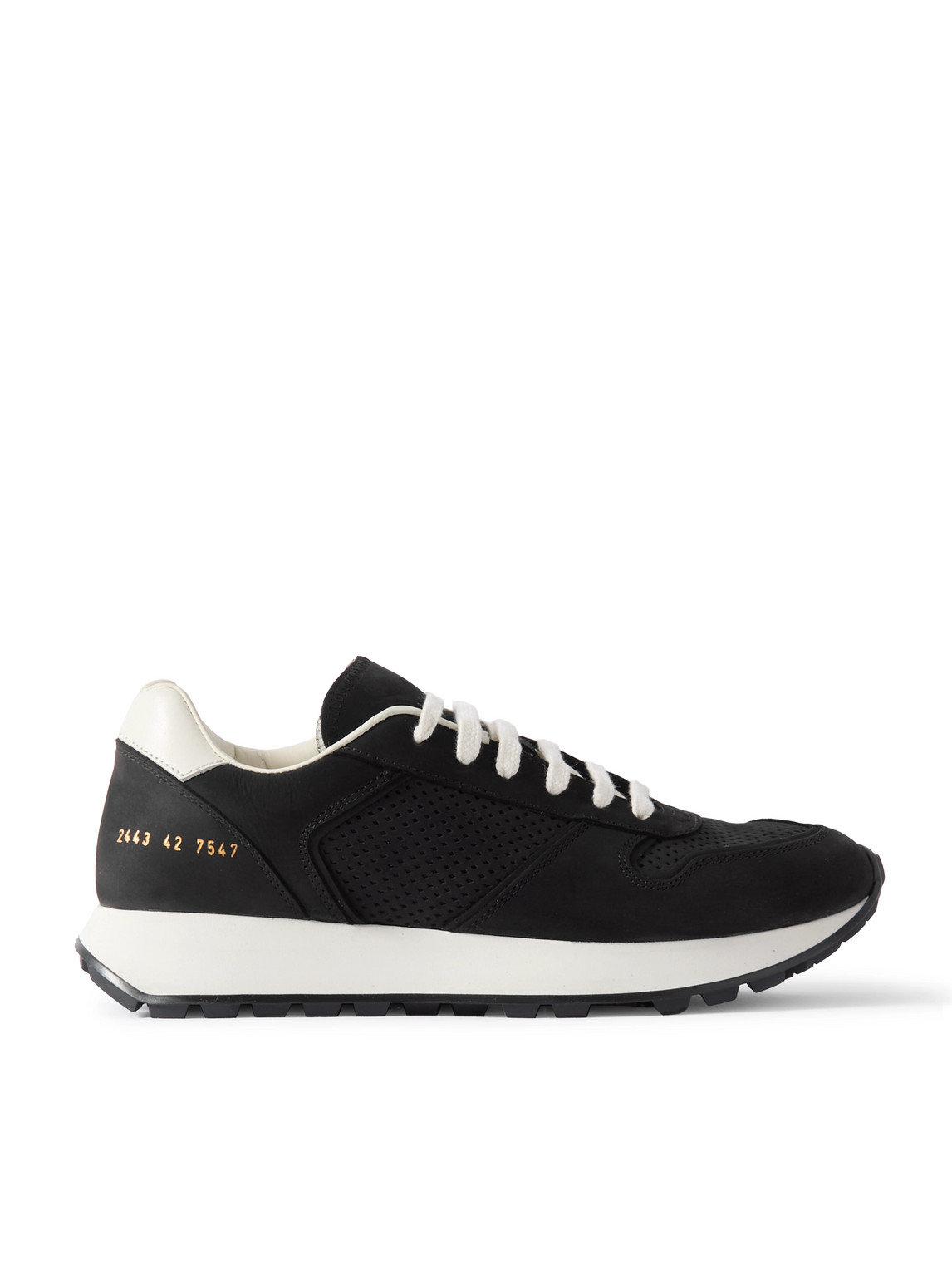 Track Premium Leather-Trimmed Perforated Nubuck Sneakers