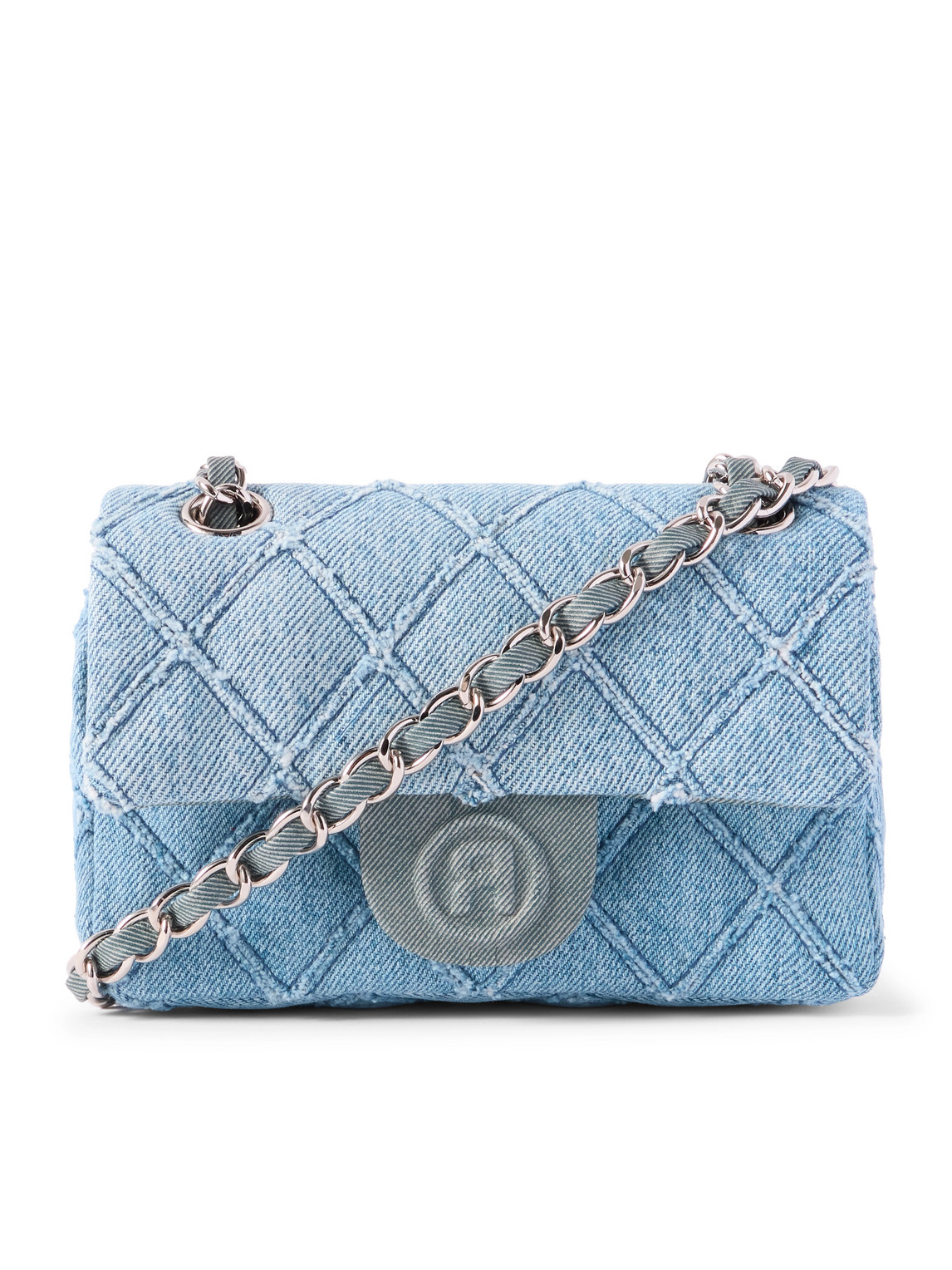 Rhombus Nano Quilted Denim Messenger Bag