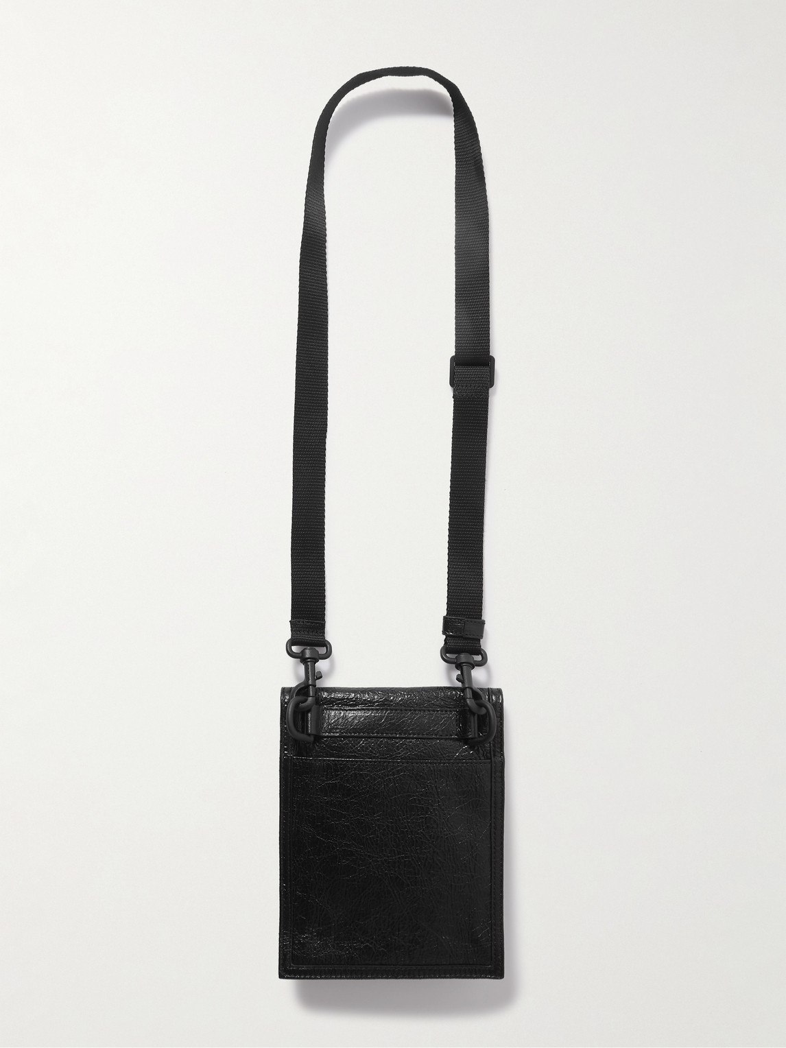 Shop Balenciaga Explorer Logo-print Cracked-leather Messenger Bag In Black