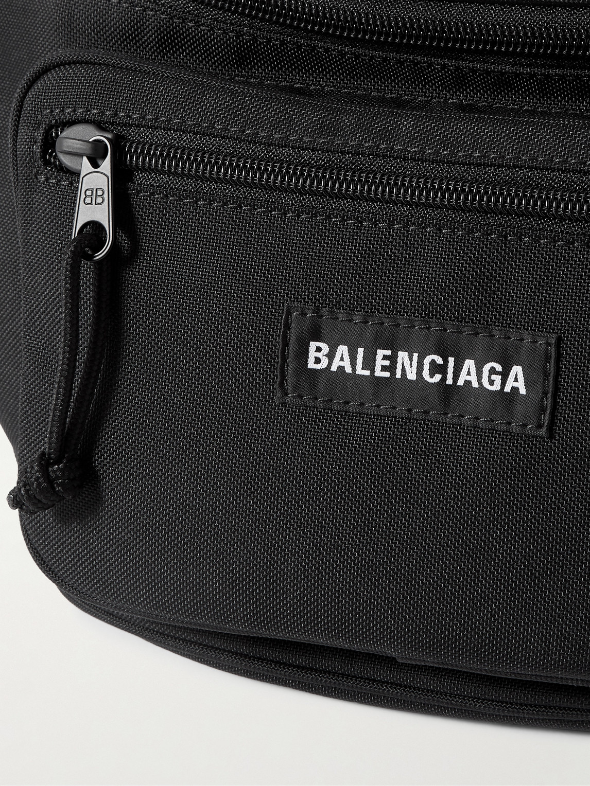 Shop Balenciaga Explorer Logo-appliquéd Canvas Belt Bag In Black
