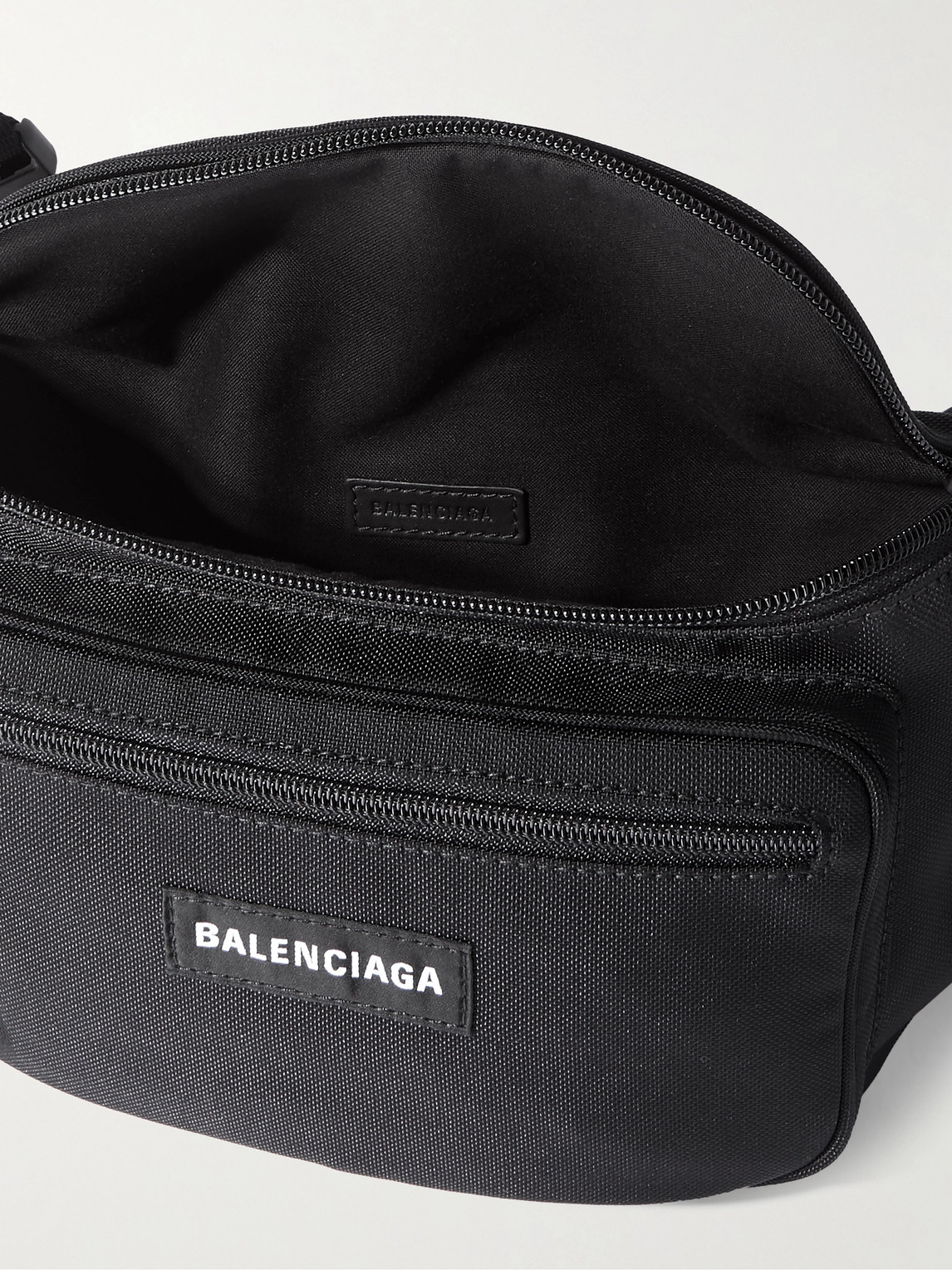 Shop Balenciaga Explorer Logo-appliquéd Canvas Belt Bag In Black