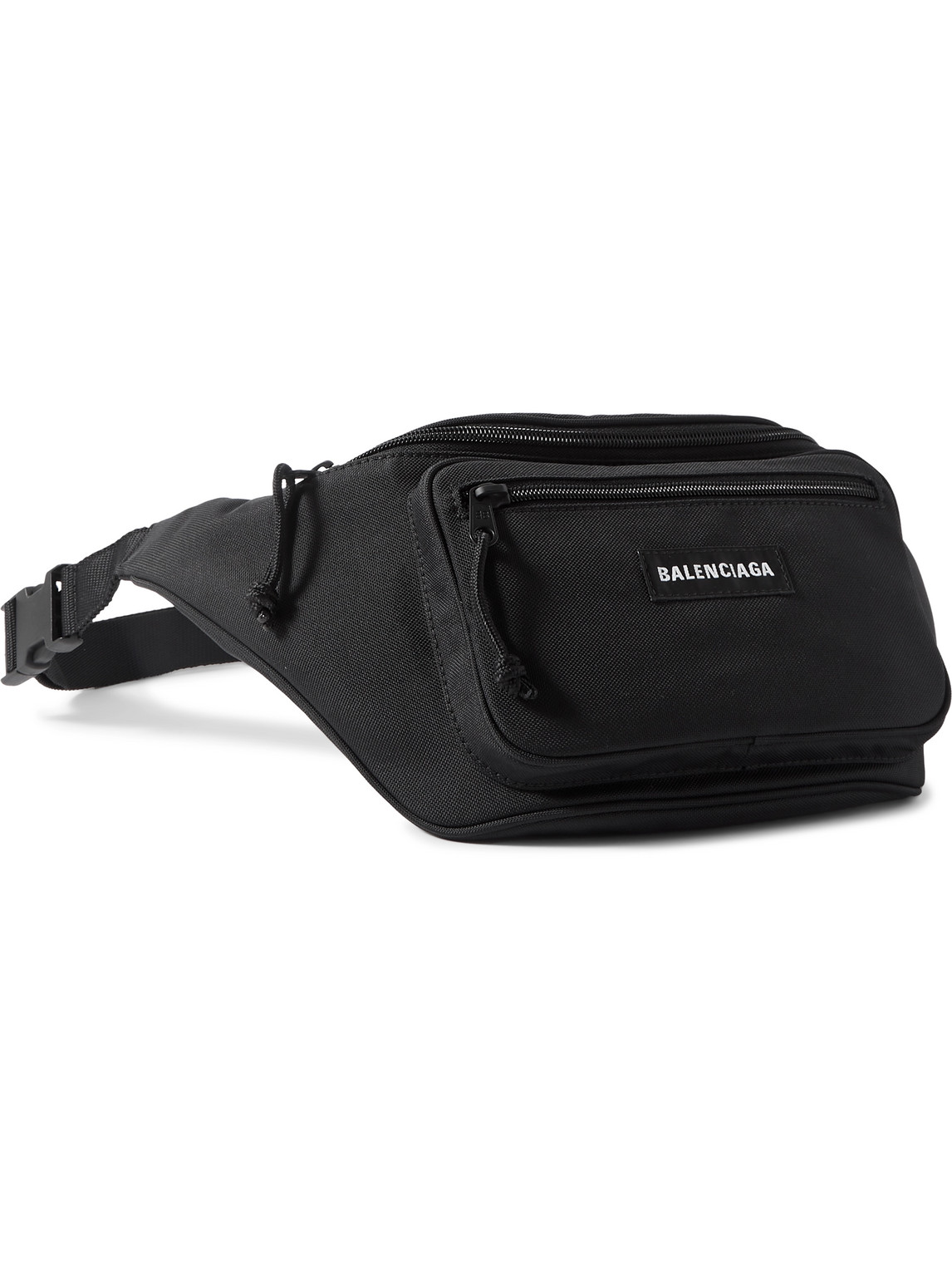 Shop Balenciaga Explorer Logo-appliquéd Canvas Belt Bag In Black