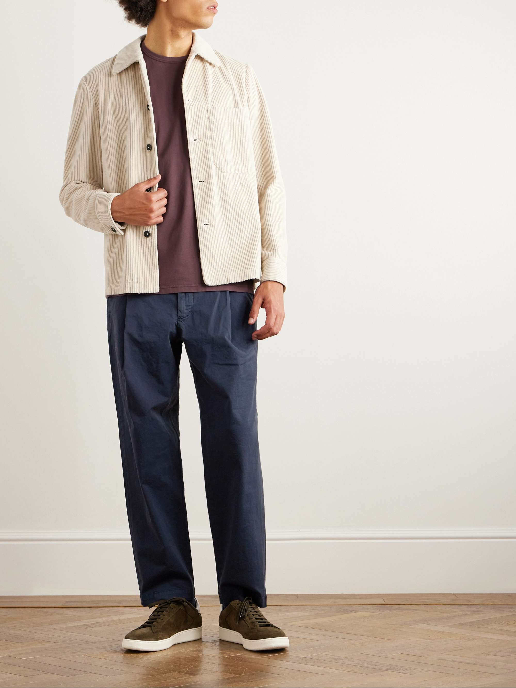 BARENA Straight-Leg Pleated Garment-Dyed Stretch-Cotton