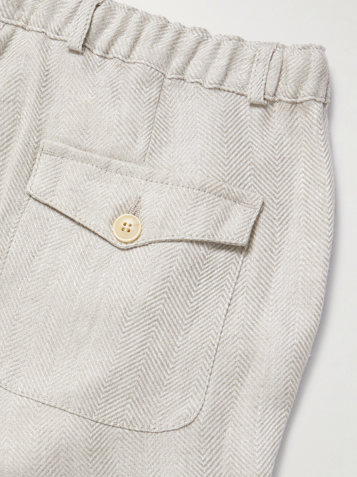 Shop Oliver Spencer Straight-leg Herringbone Linen Trousers In Neutrals