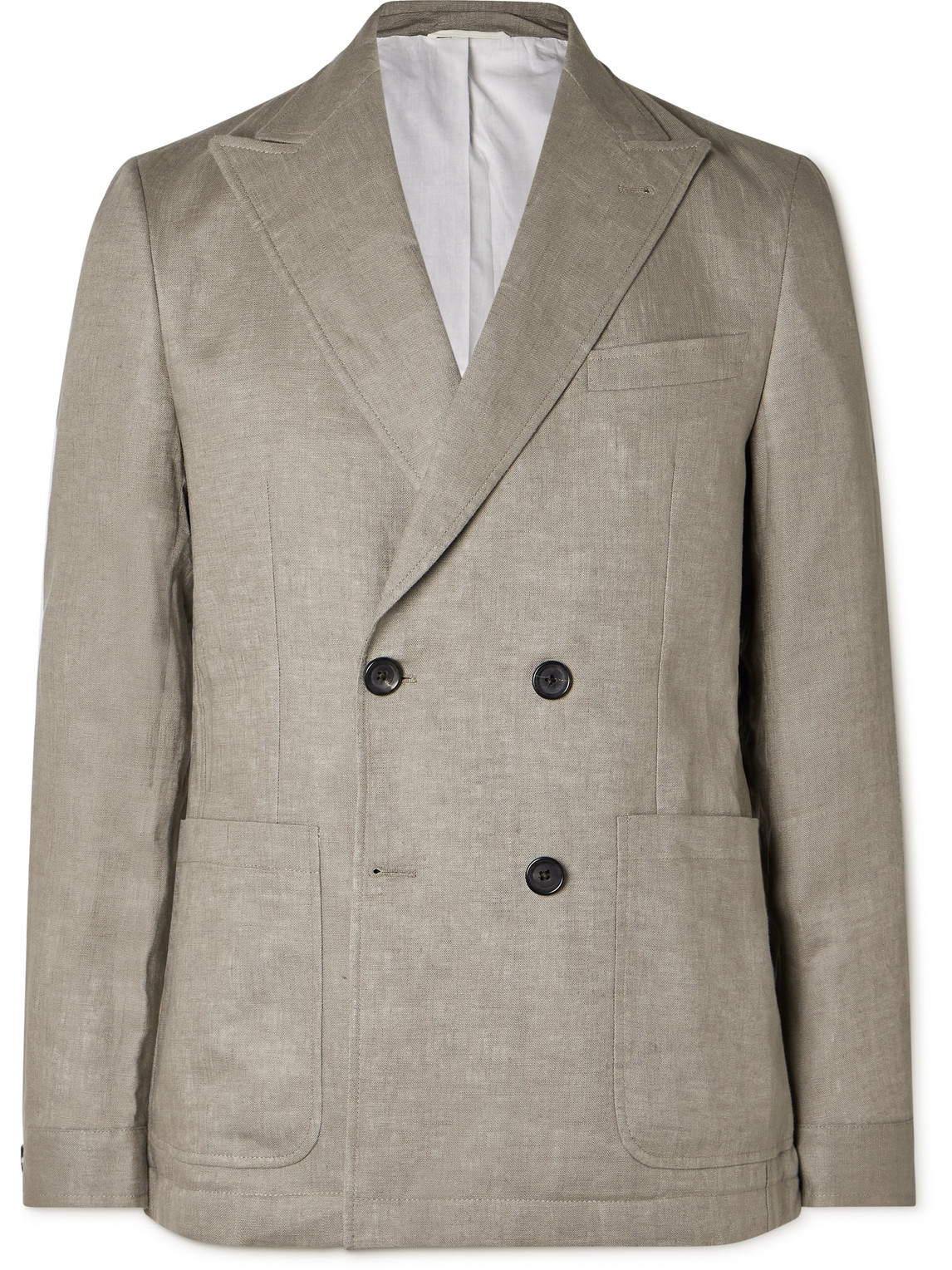 Oliver Spencer Double-breasted Linen Blazer In Grey