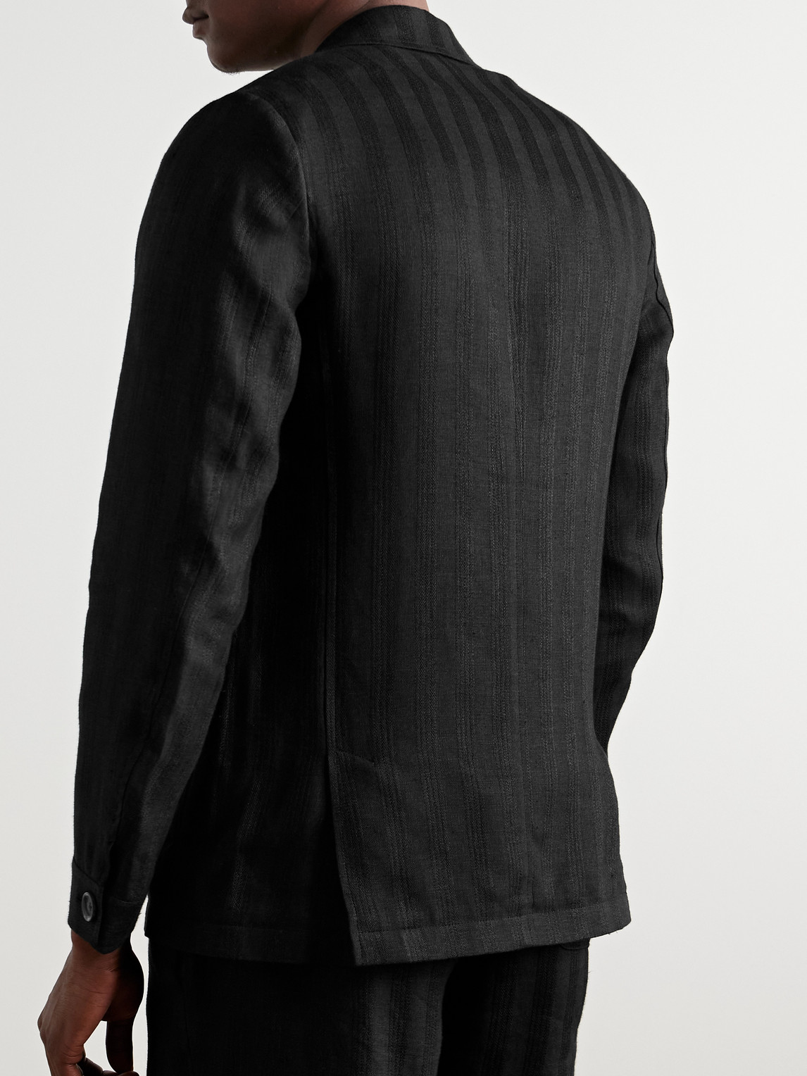 Shop Oliver Spencer Wyndhams Embroidered Linen Suit Jacket In Black