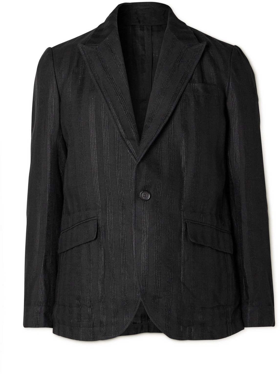 Oliver Spencer Wyndhams Embroidered Linen Suit Jacket In Black