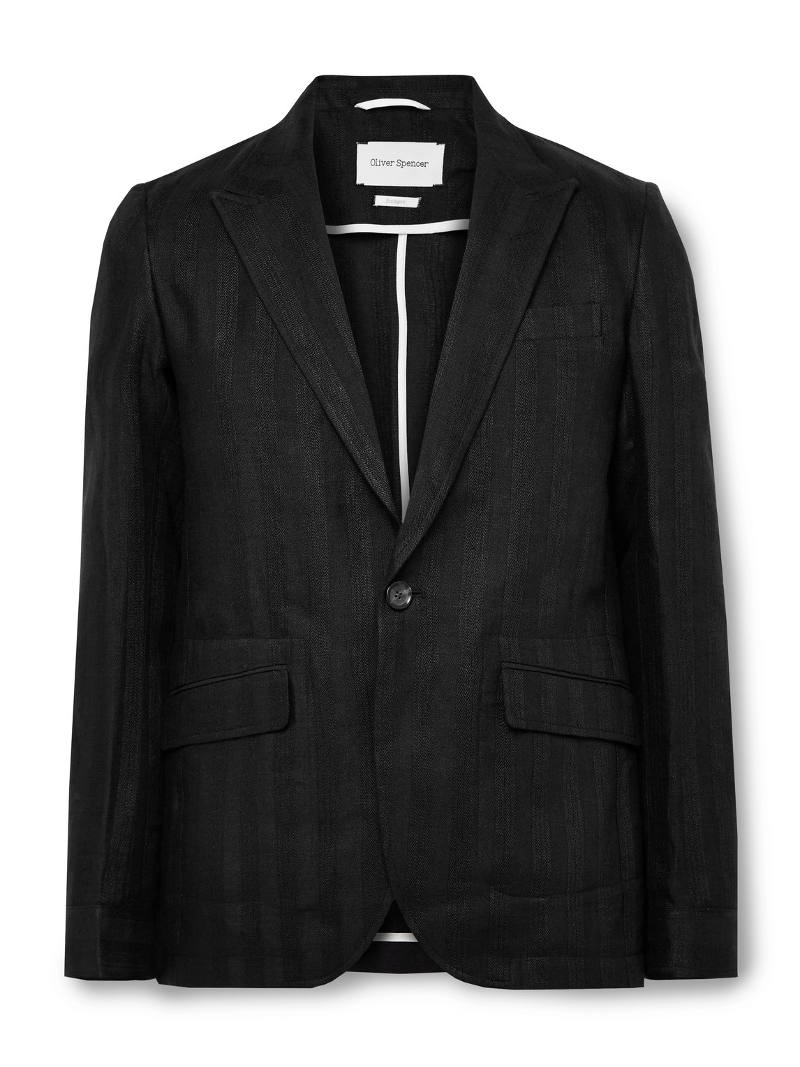 Oliver Spencer Wyndhams Embroidered Linen Suit Jacket In Black