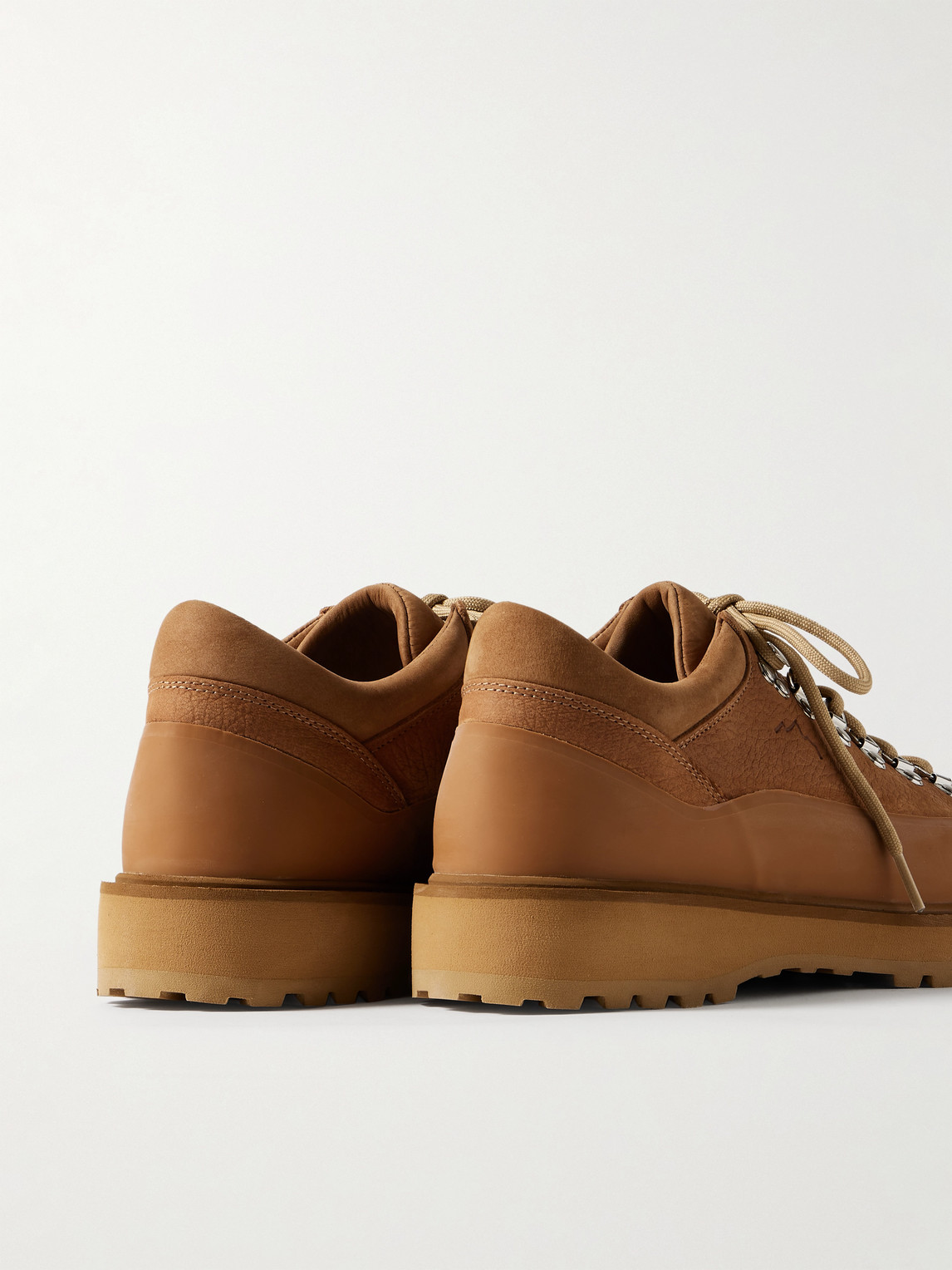 Diemme Cornaro Gomma Rubber And Nubuck-trimmed Full-grain Leather Sneakers In Brown