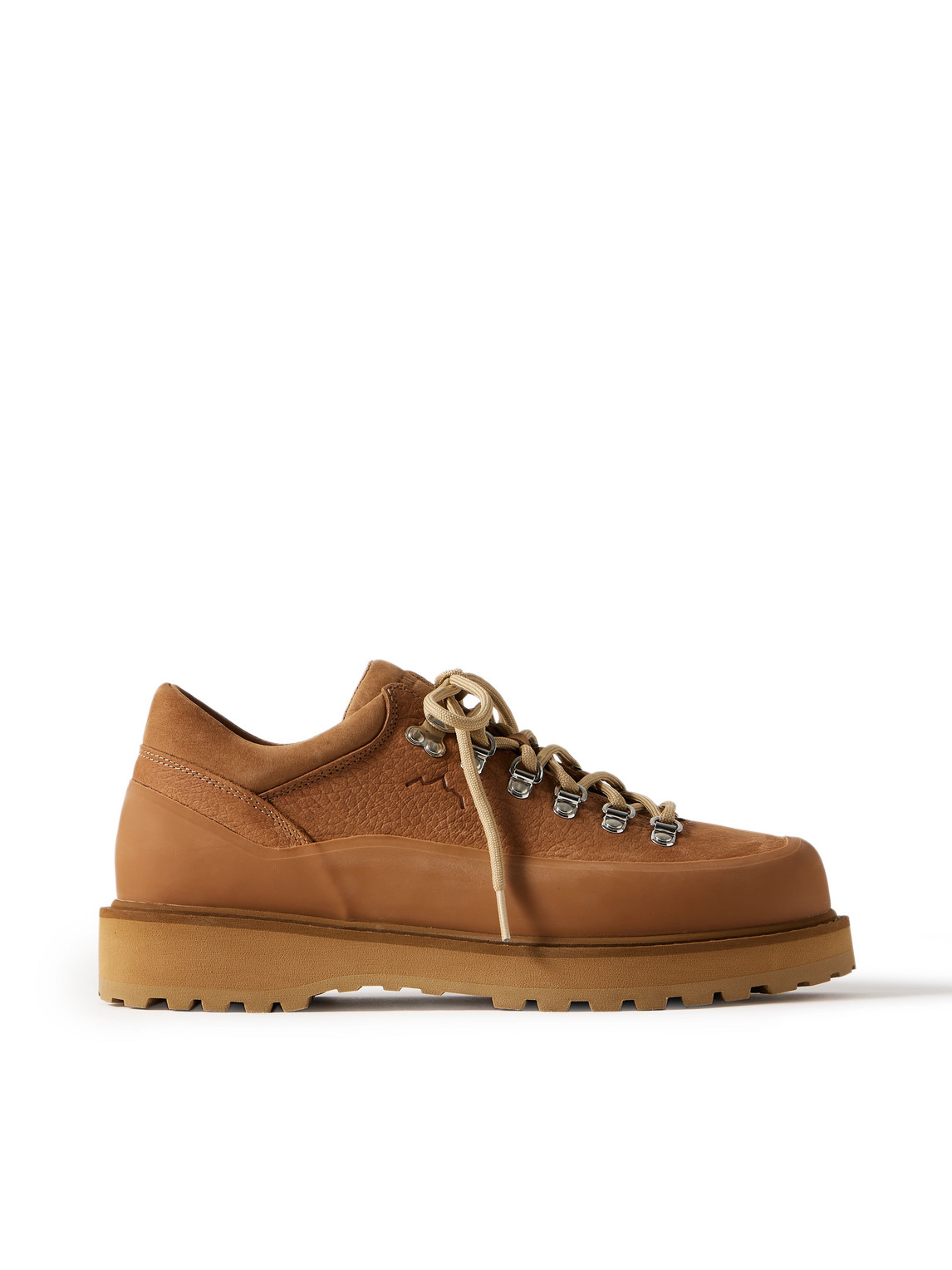 Diemme Cornaro Gomma Rubber And Nubuck-trimmed Full-grain Leather Trainers In Brown