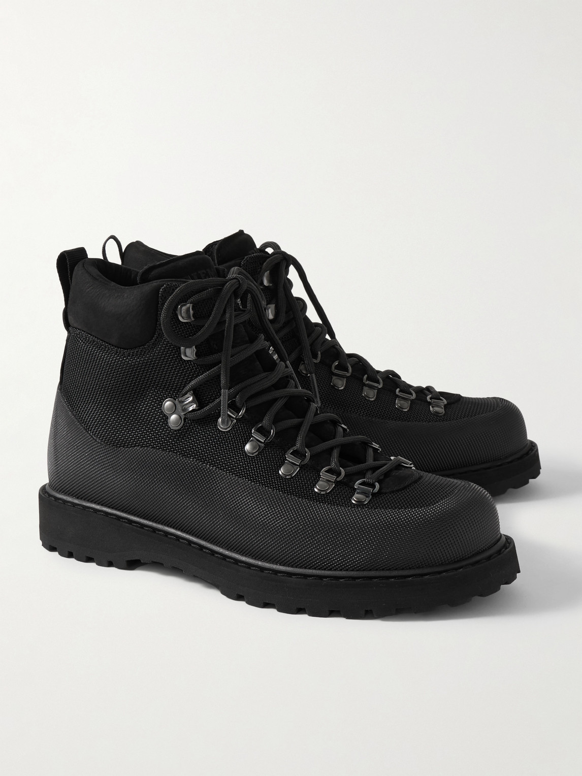 Diemme Roccia Vet Sport Suede And Rubber-trimmed Tech-shell Hiking Boots In Black