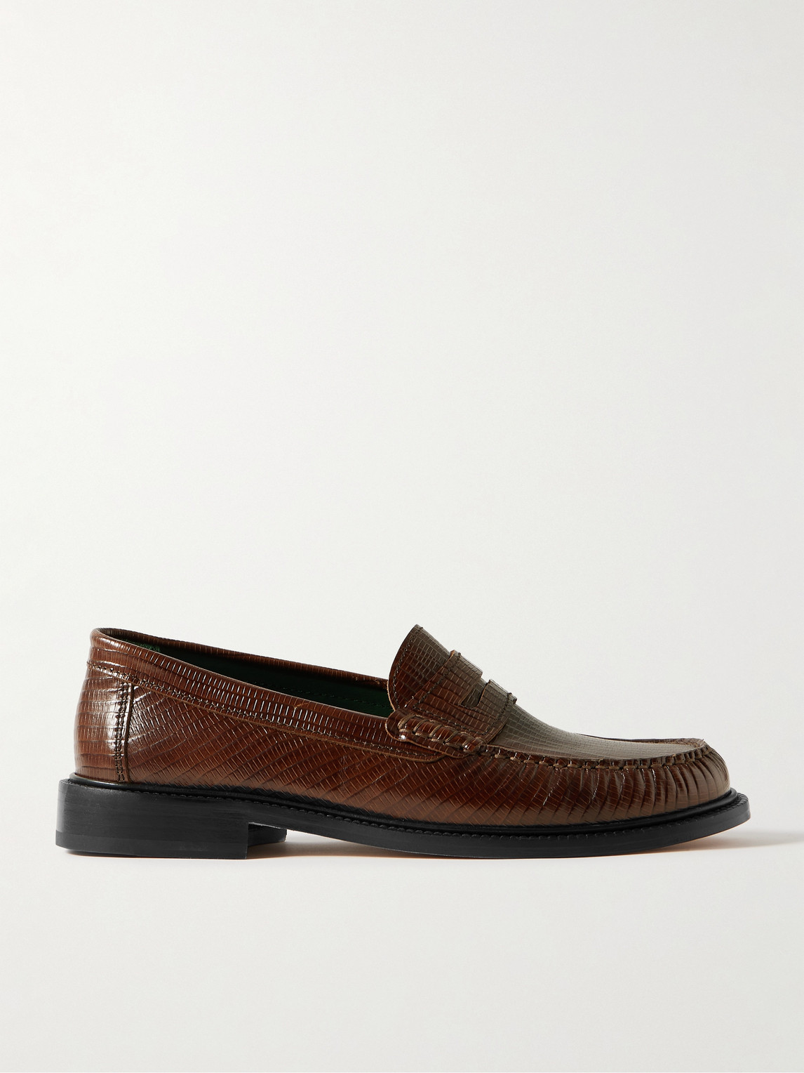 Vinny's Yardee Lizard-Effect Leather Penny Loafers - Men