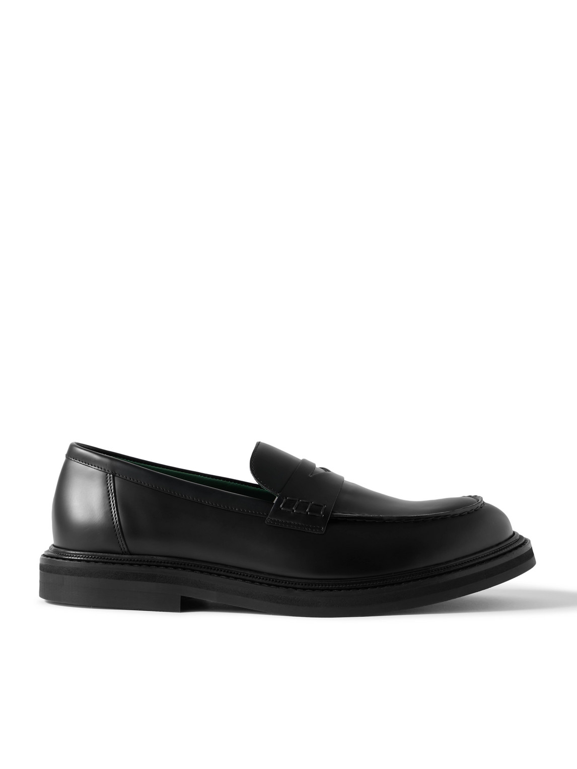 Vinny's Vinnee Leather Penny Loafers In Black