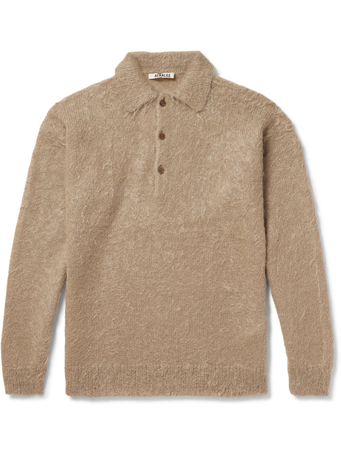 Auralee Long-sleeved Polo Sweater In Neutrals