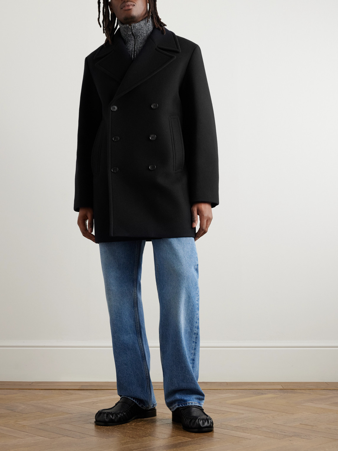 Auralee - Oversized Super 120s Wool Peacoat - Curated Menswear