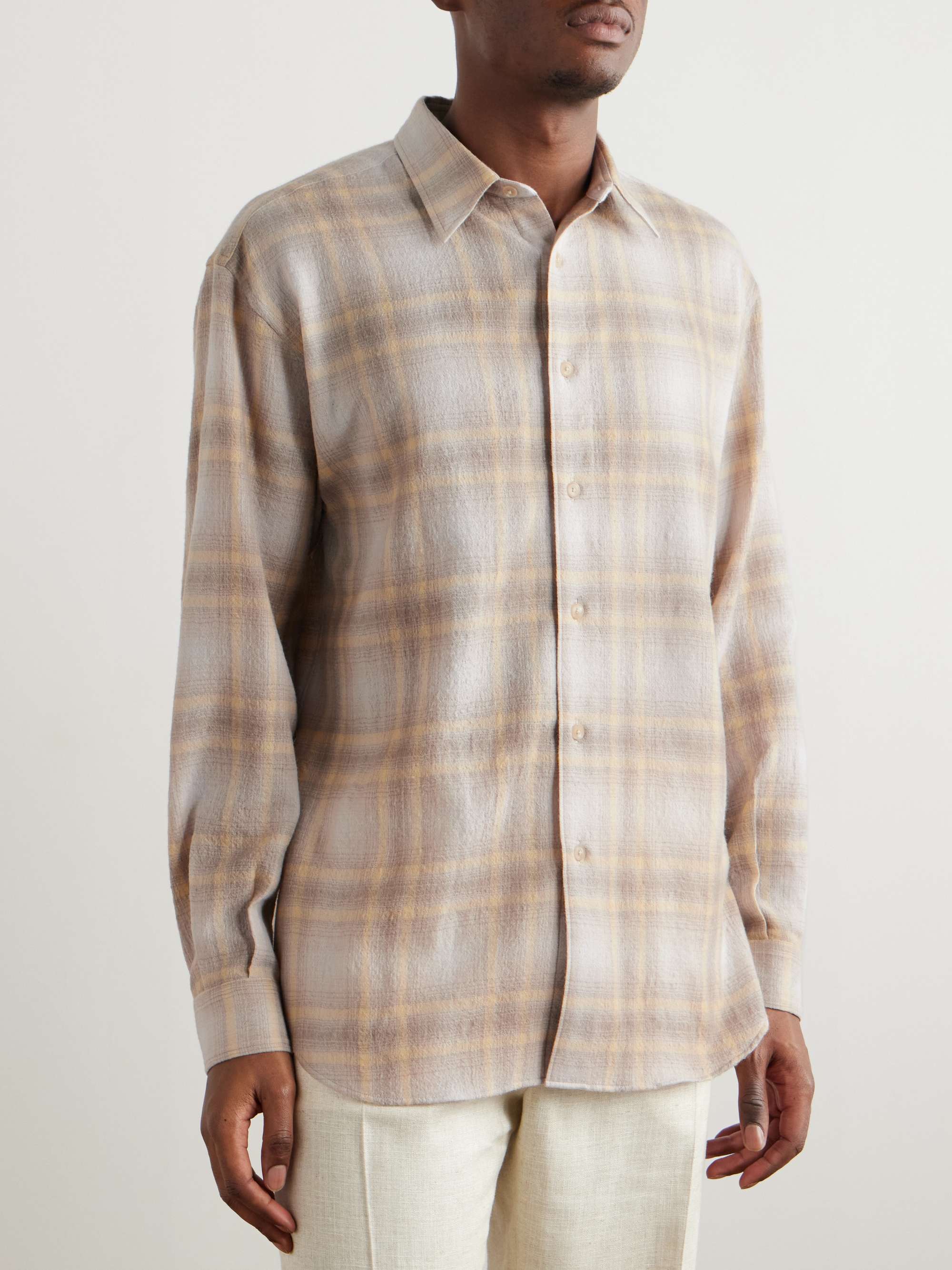 AURALEE Airy Checked Wool-Flannel Shirt for Men | MR PORTER
