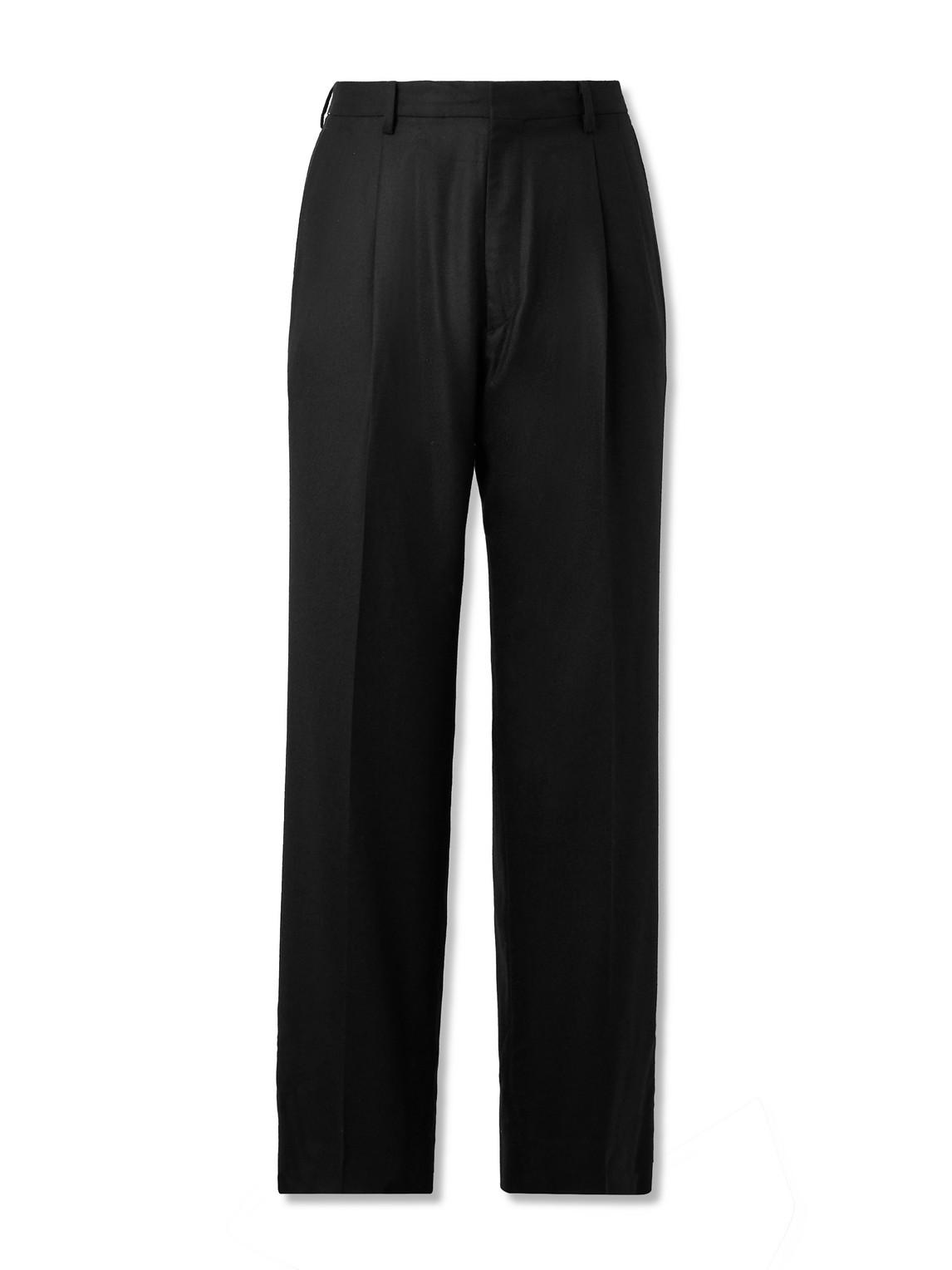 Wide-Leg Pleated Wool-Twill Trousers