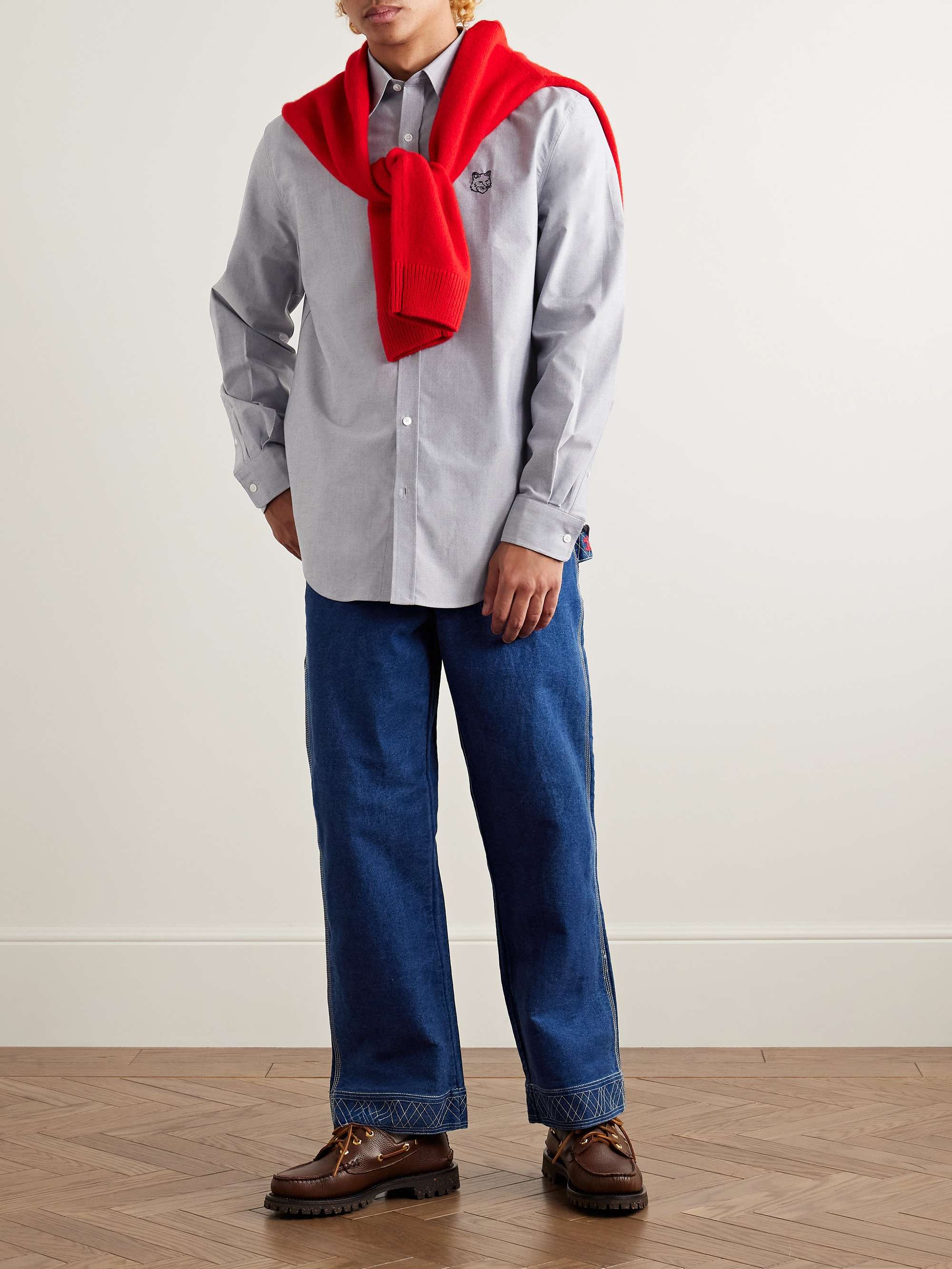 MAISON KITSUNÉ Bold Logo-Appliquéd Cotton Oxford Shirt for