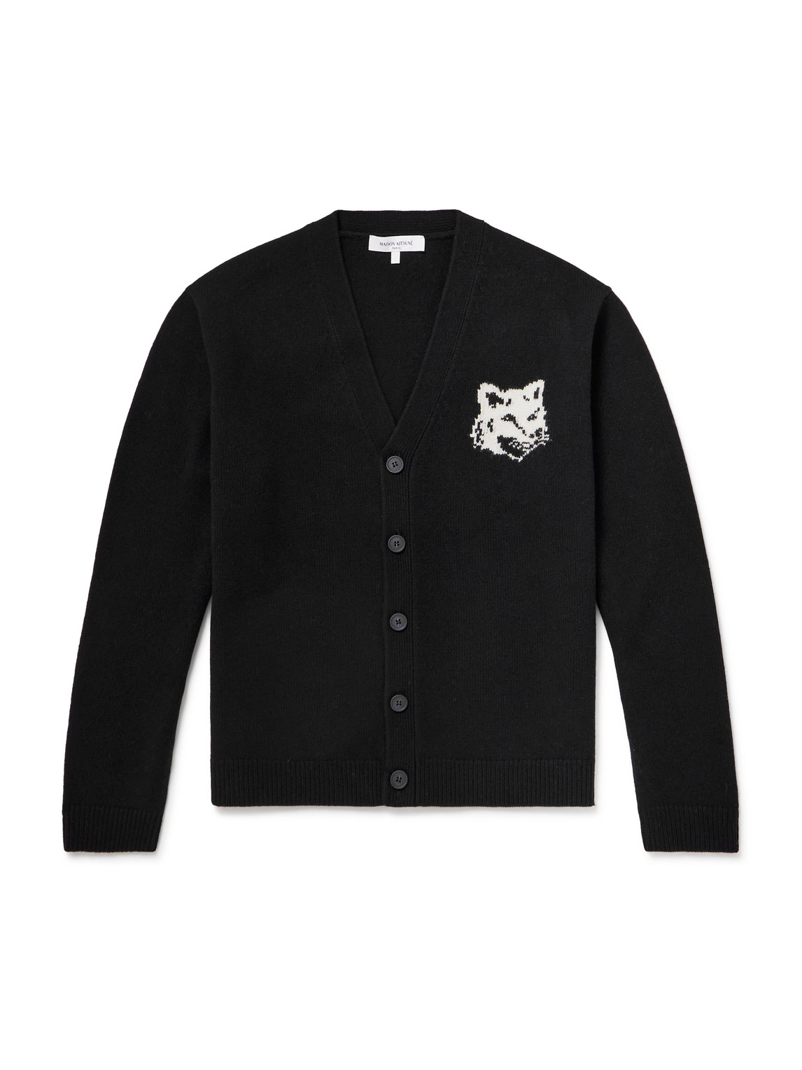 Maison Kitsuné Black Fox Head Cardigan With Buttons Closure In Black