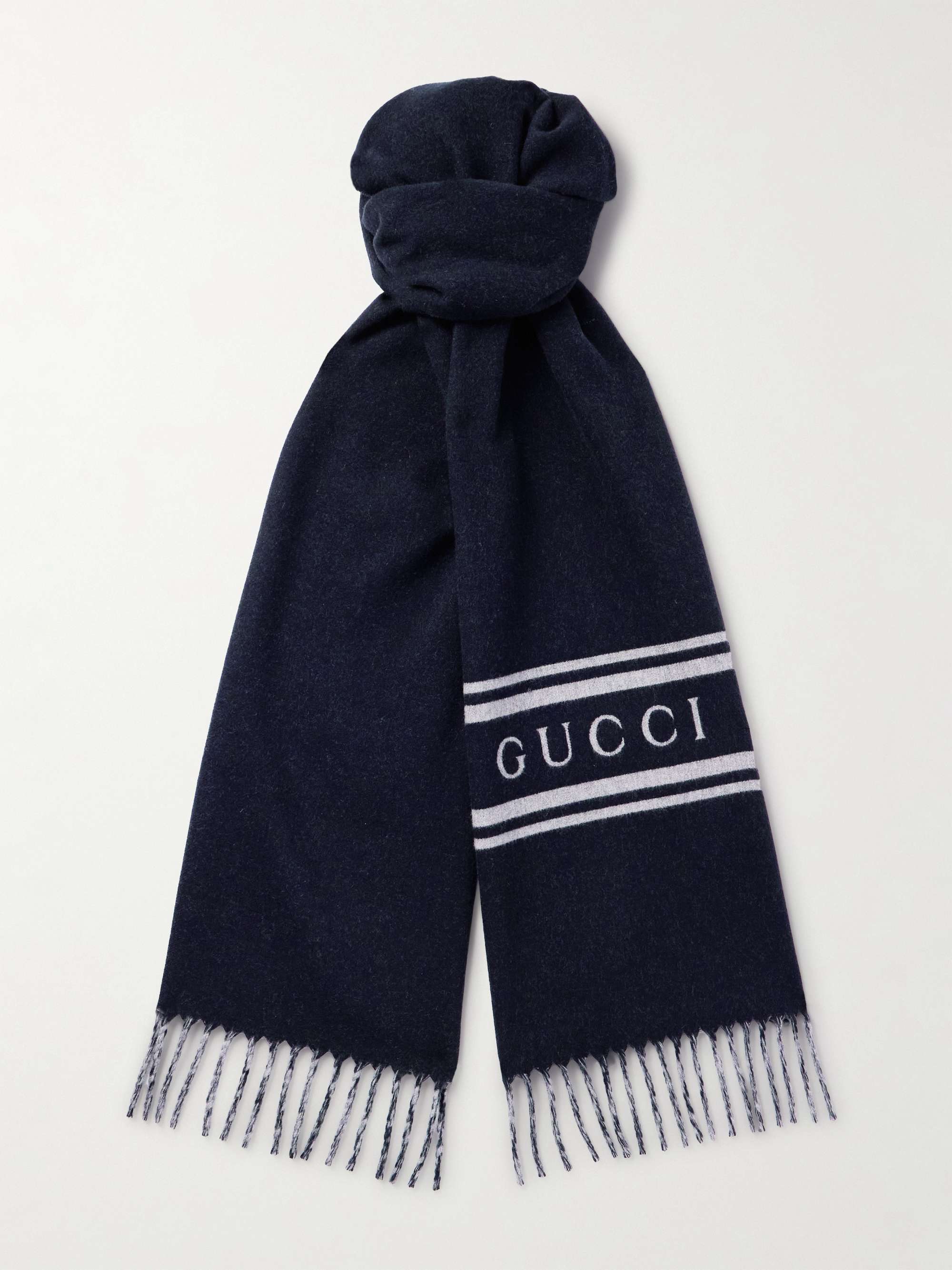 グッチ メンズ ウール ロゴ マフラー(ストール) 黒 GUCCI マフラー