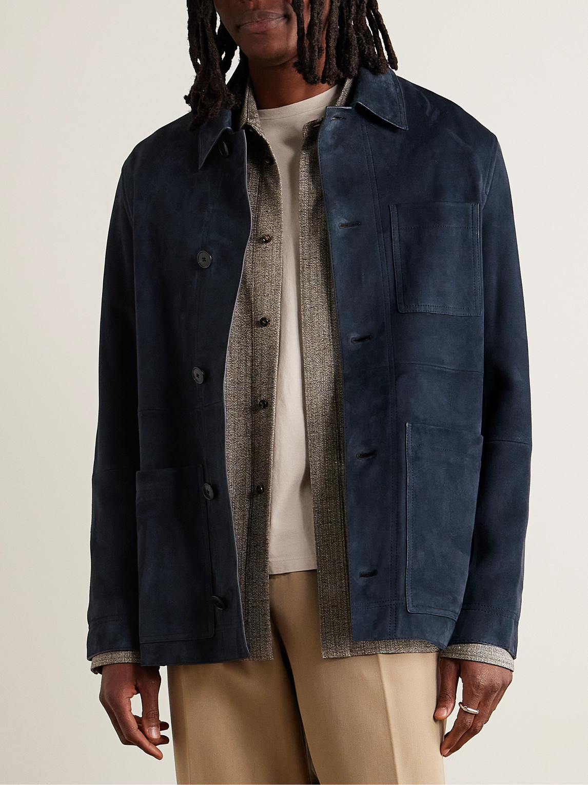 Shop Yves Salomon Suede Jacket In Blue