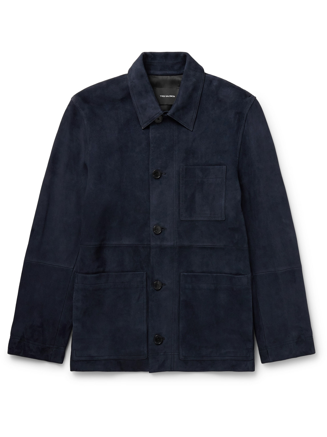 Shop Yves Salomon Suede Jacket In Blue