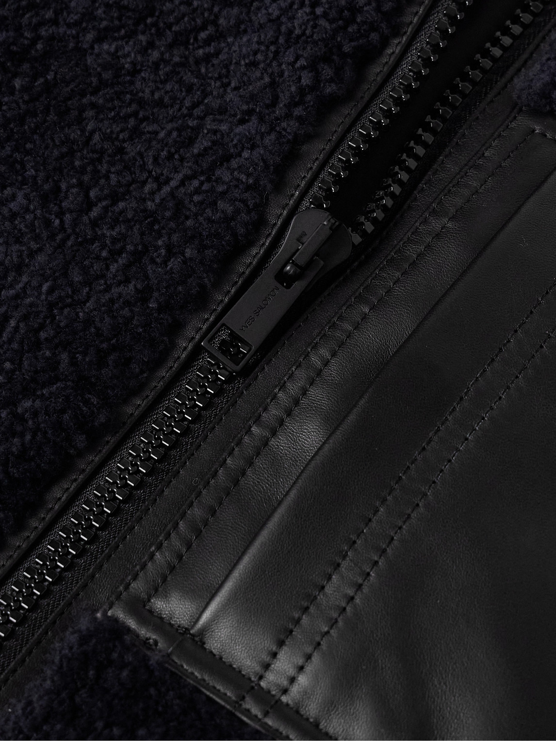 Shop Yves Salomon Leather-trimmed Shearling Gilet In Black