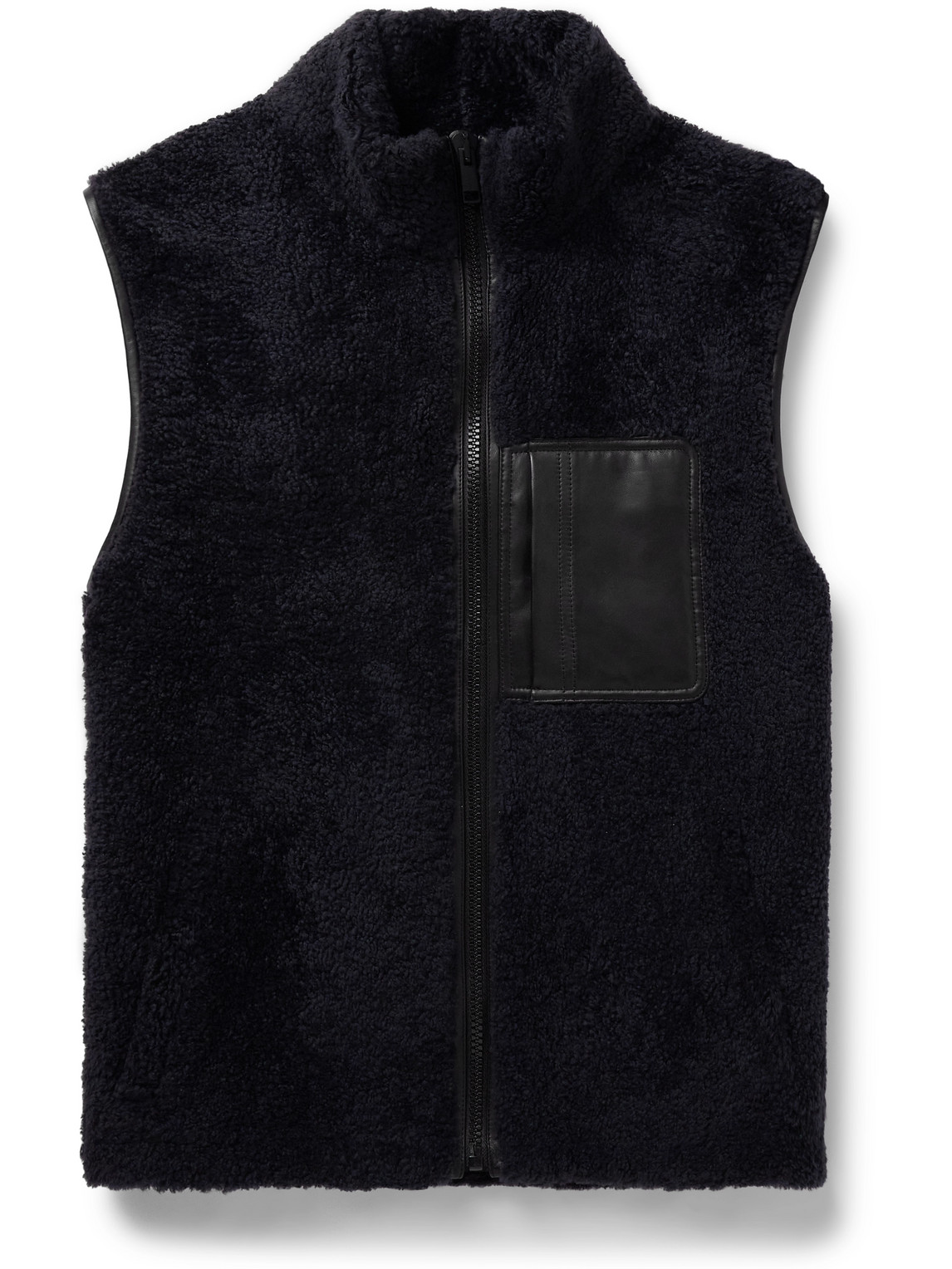 Leather-Trimmed Shearling Gilet