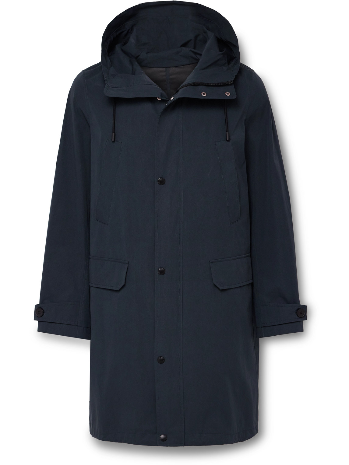 Yves Salomon Waxed Cotton-blend Hooded Parka In Blue