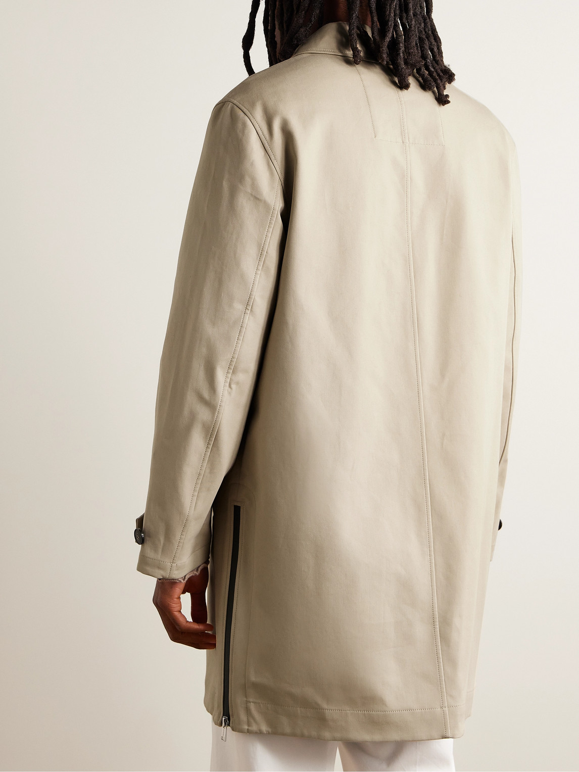 Shop Yves Salomon Leather-trimmed Double-faced Cotton-twill Coat In Neutrals