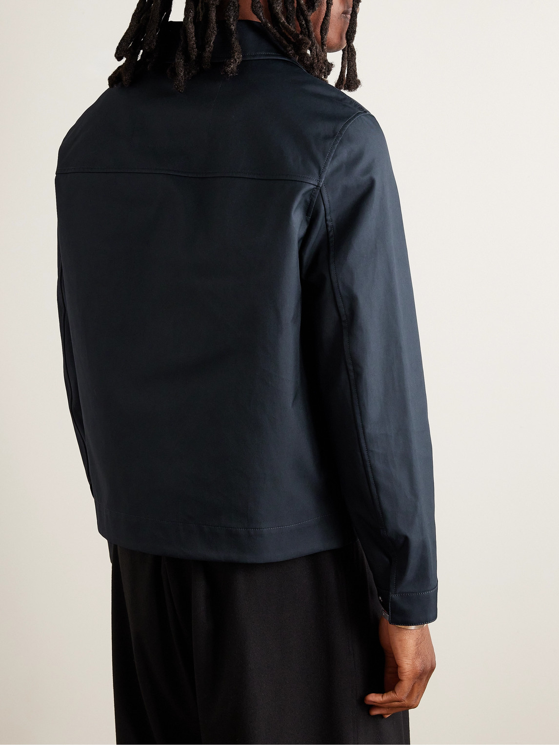 Shop Yves Salomon Double-faced Cotton-twill Jacket In Blue