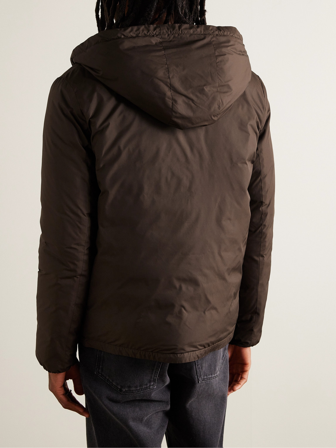 Shop Yves Salomon Slim-fit Shell Hooded Down Jacket In Brown