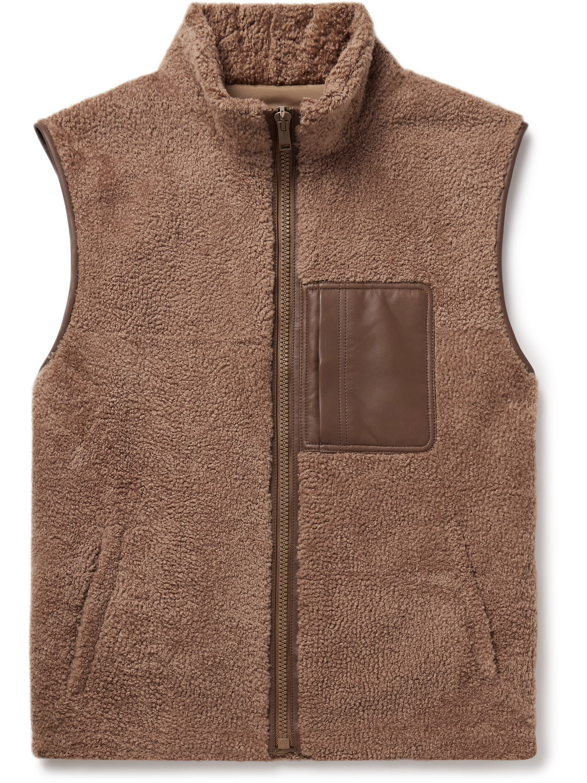 Leather-Trimmed Shearling Gilet