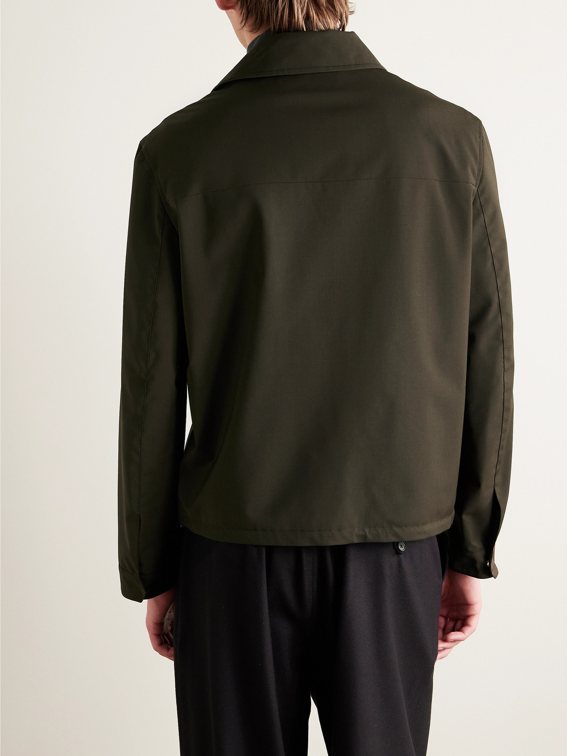 Shop Yves Salomon Leather-trimmed Shell Jacket In Green