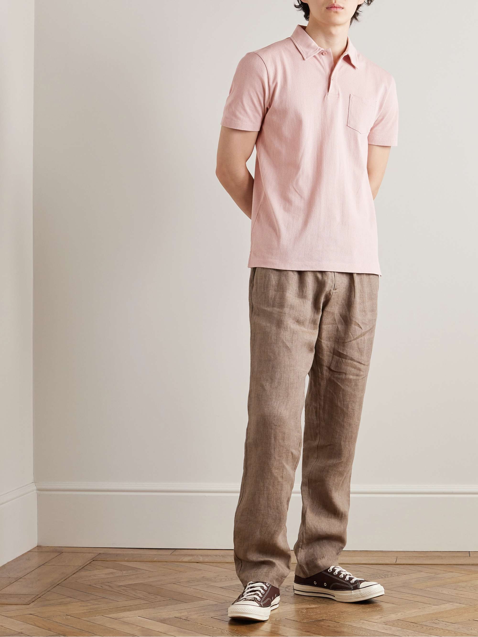 SUNSPEL Riviera Slim-Fit Cotton-Mesh Polo Shirt