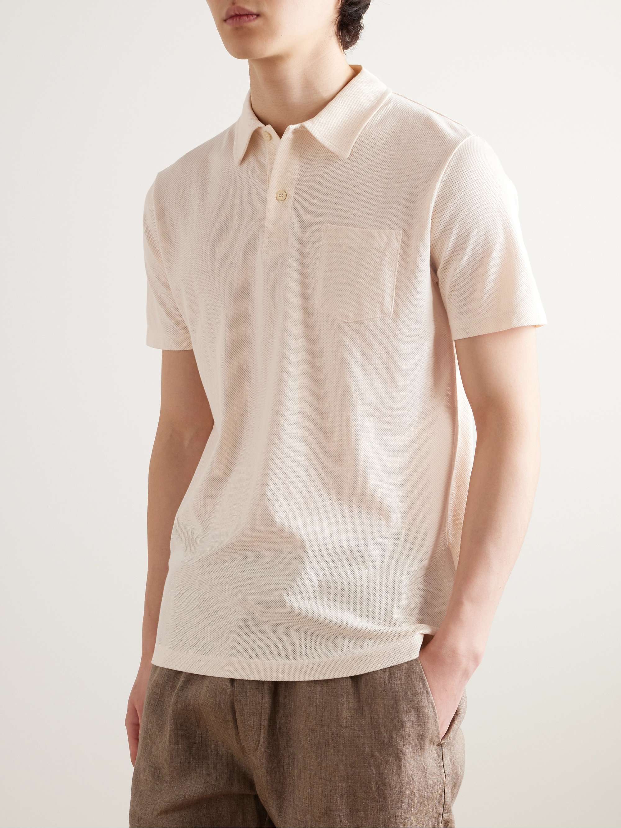 SUNSPEL Riviera Slim-Fit Cotton-Mesh Polo Shirt