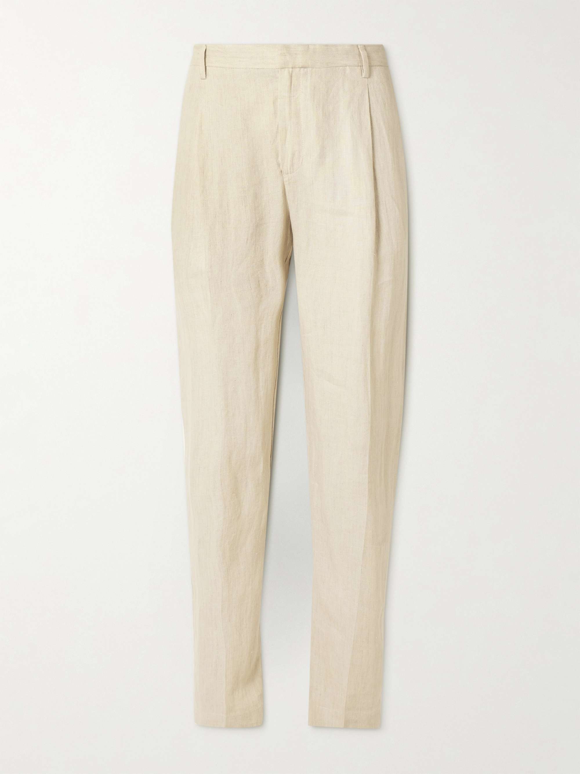 SUNSPEL Straight-Leg Pleated Linen Suit Trousers