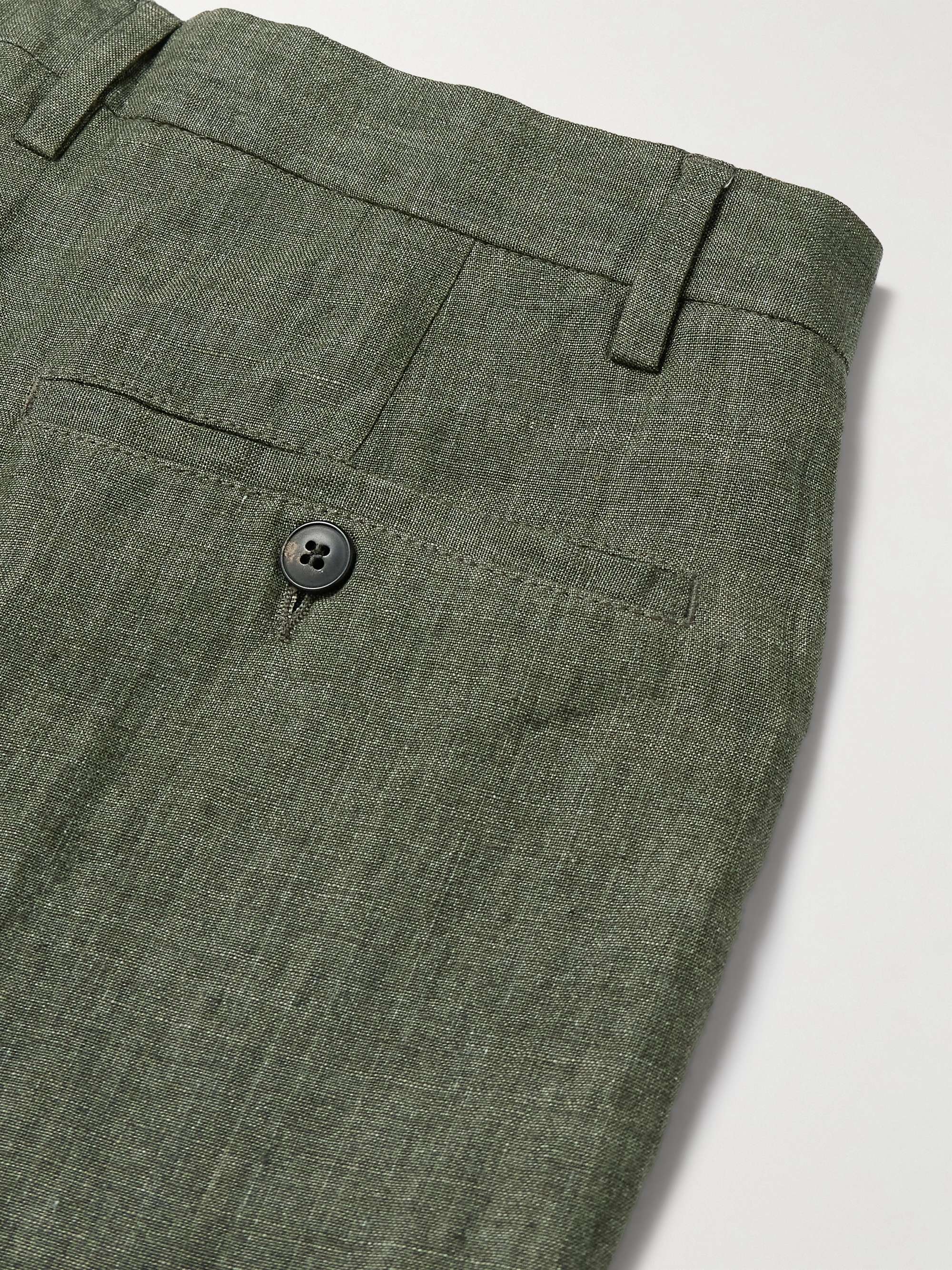 SUNSPEL Straight-Leg Pleated Linen Suit Trousers
