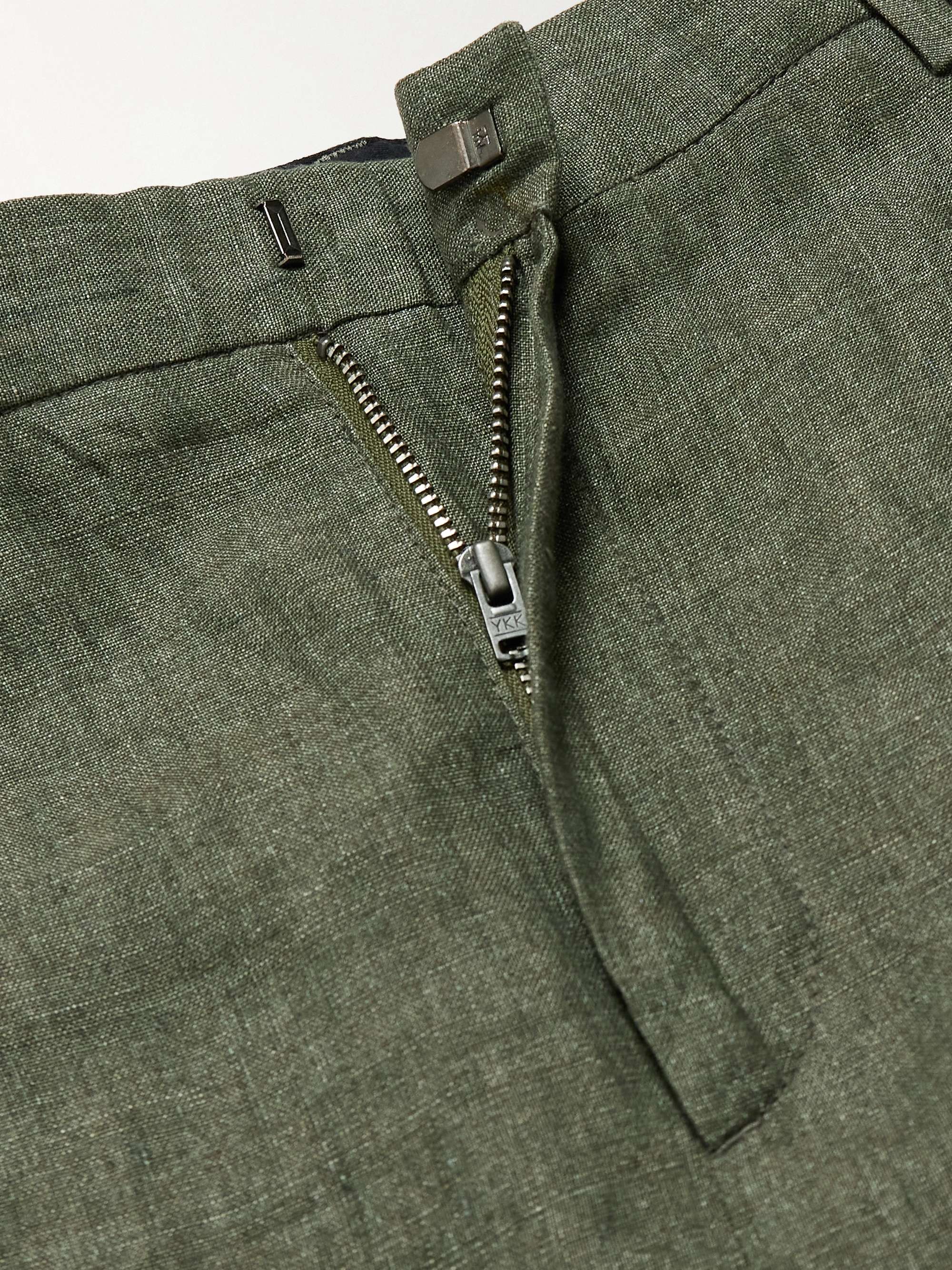 SUNSPEL Straight-Leg Pleated Linen Suit Trousers