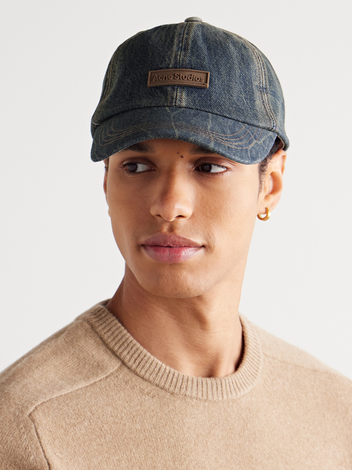 ACNE STUDIOS CARLIY MATRIX LOGO-APPLIQUÈD DENIM BASEBALL CAP 