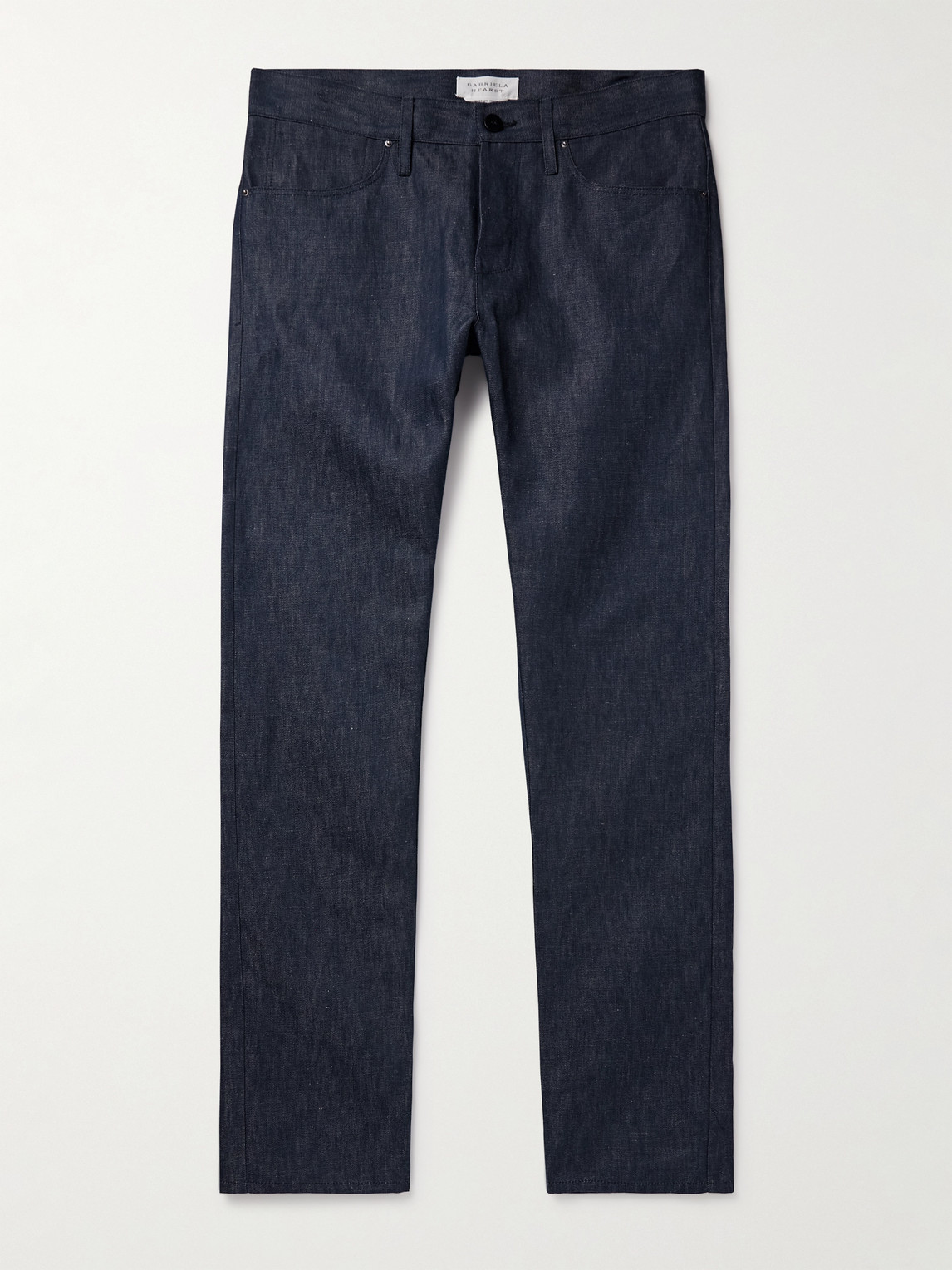 Anthony Slim-Fit Straight-Leg Cotton and Linen-Blend Chambray Trousers